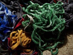 Pendleton Scraps – thin strips – approx 4 lbs. – mostly gray, some green & blue