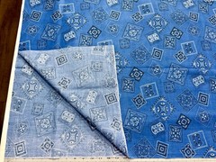 4 Yards Of 100% Cotton Fabric Vintage Prints Blue & Red Paisley