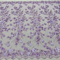3D Floral Lace Fabric by Yard – Luxury Embroidered Bridal Mesh VT-35