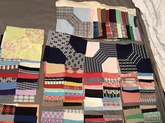 Set Of 130 Bowtie Pattern Quilting Pieces Multi Colors 7.5” Squares