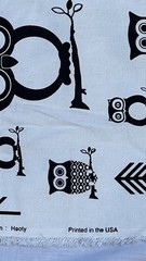 Hooty owl Animal Print Fabric Black White Pattern USA