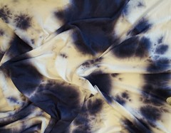 Tie Dye Print #78 Fabric Rayon Spandex Jersey Knit Ivory Navy by the Yard 7/20