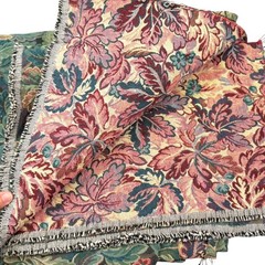 57×144 Green Burgundy Floral Tapestry Fabric Botanical Leaf Upholstery Textile