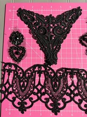 Remnant / Salvaged Vintage Material & Ephemera Pack. Black, Velvet, Sparkle Mix