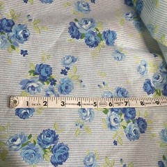 Fabric Traditions 2002 Blue Rose Print Cotton piece w/ matching blue solid piece