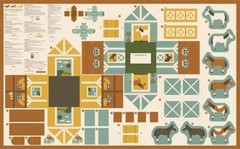 36″ X 60″ Panel Ponderosa Horse Stable Horses Cream Cotton Fabric Panel D464.59