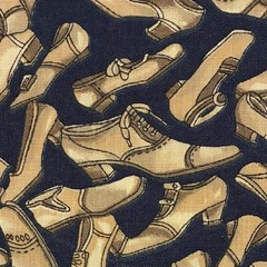 Shoes Boots Cotton Fabric BTY Old Fashioned Navy Blue Beige OOP HTF Rare Unique