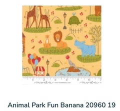 MODA Animal Park Fun 100% cotton fabric yard 36×44 Animals on Gold tone 20960 19