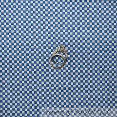 BonEful Fabric FQ Cotton Quilt AH VTG Cream Blue Tan Larkspur Flower Polka Dot S