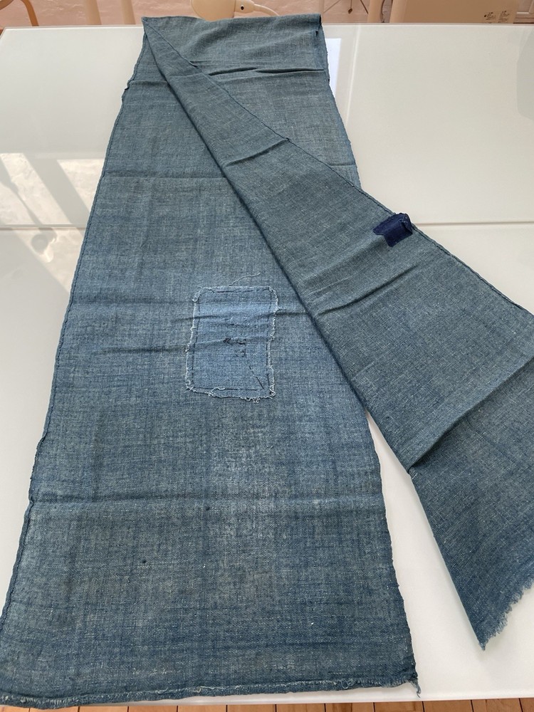 Antique Japanese BORO Light Indigo Kaya Mosquito Net Cotton Asagi Blue 82”