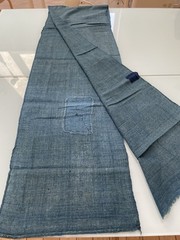 Antique Japanese BORO Light Indigo Kaya Mosquito Net Cotton Asagi Blue 82”