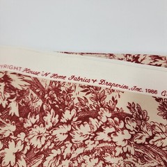 House ‘N Home Fabrics Material Upholstery 54×80″ maroon beige print farm village