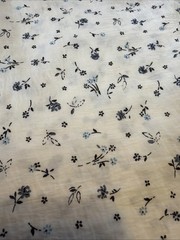 11 Ft 29” Yards Of Cotton Voile White With Blue Flowers Sold By The Yard