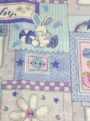 Baby Theme Blocks Pastel Blue Pink Yellow Directional 4Y Cotton Fabric