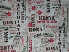 SPECIALTY COFFEE WORDS POST MARKS KONA KENYA CAFFE ITALIANO COTTON FABRIC BTHY