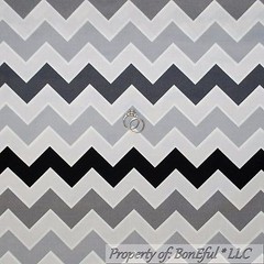 BonEful Fabric FQ Cotton Quilt Gray Black White Chevron STRIPE Calico Kid B&W US