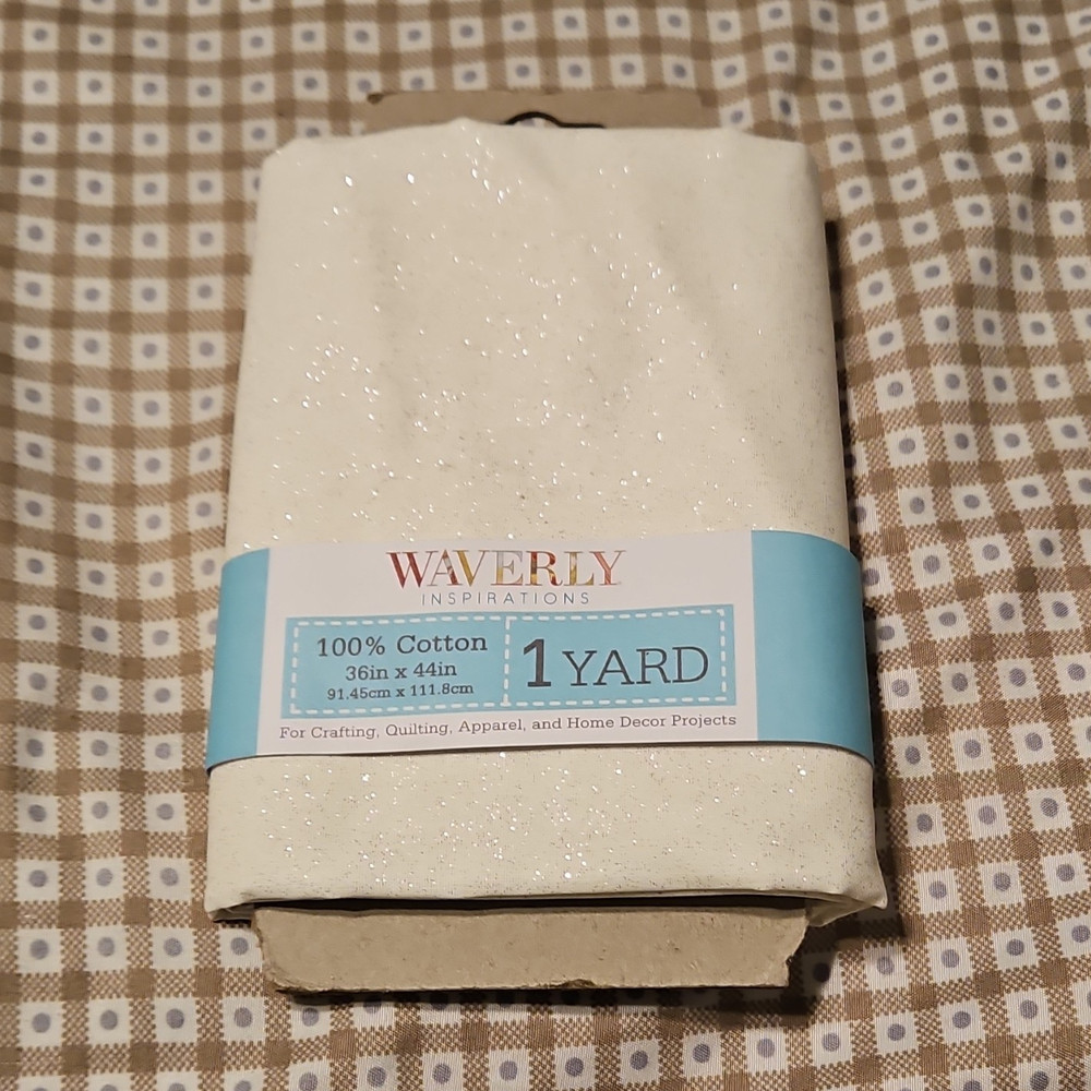 Waverly Inspirations White Glitter 100% Cotton Fabric 1 yd 36 x 44 in