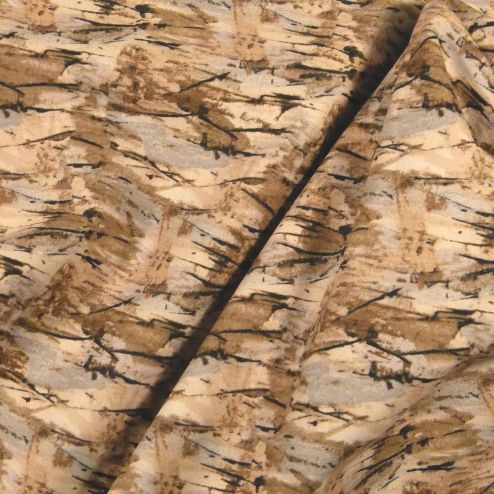 Cream, Brown Black, Gray Mixed Slashes, Nature Print Cotton, BTY or 17″x44″