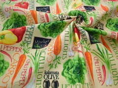 Farmers Market Vegetables Menu Cotton Fabric 44″ Wide By The Yard Precut Print