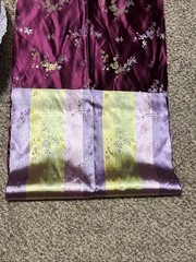 Wine color Chinese Satin Plum Blossom Brocade Polyester remnant 19″ x 47″ wide