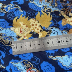Cotton Fabric Cloth Chinese Dragon Printed for Costume Handmade Crafts Sew Retro