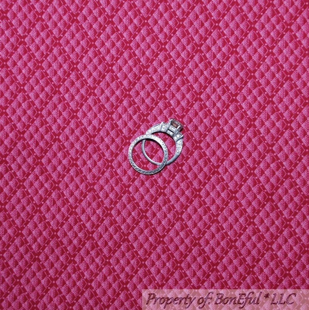 BonEful FABRIC FQ Cotton Quilt Pink Tonal Calico Small Stripe Diamond Print Girl