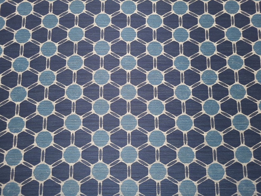 Tommy Bahama Blue Navy Geometric Circle Spot In/Outdoor Grid Pattern Uph Fabric