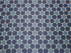 Tommy Bahama Blue Navy Geometric Circle Spot In/Outdoor Grid Pattern Uph Fabric
