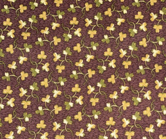 By 1/2 Yd “Vintage Stitches” Brown Floral Cotton Fabric Thimbleberries 2005 RJR