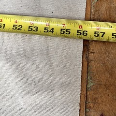 Grain Sack Fabric 56 x 105.5″ Grayish Tan With Black Stripes