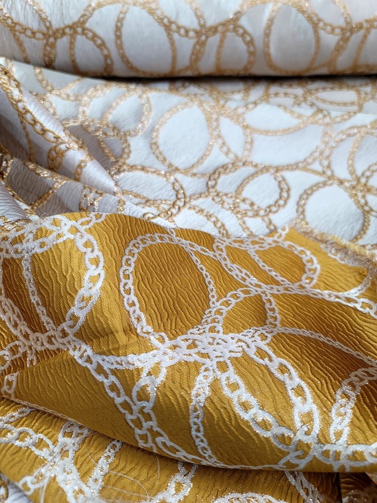 CHAMPAGNE GOLD Brocade Fabric Sold By The Yard Geometric Print For Dress Upholst