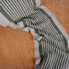 100% linen fabric 340gsm French grey green stripes grain sack vintage linen flax