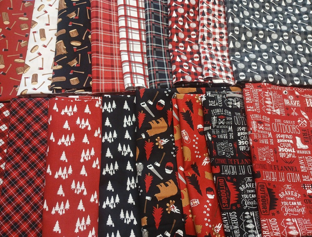 Assorted Woodsman Flat Fold Assortment 8, 16, 24, or 32 Yards Bundle Cotton Fabr