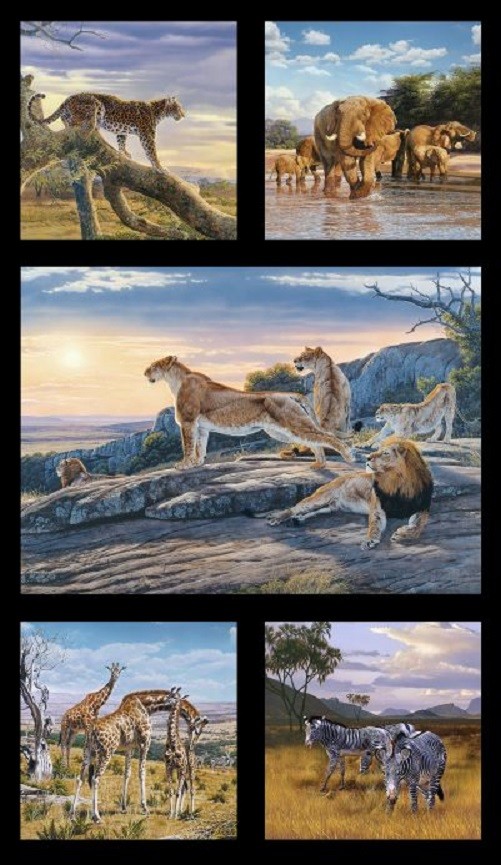 Elizabeth’s Studio ~ African Safari Animals ~ 100% Cotton Quilt Fabric Panels