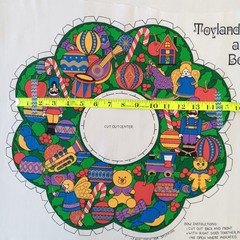 Vintage Manes Fabric Co. Holiday Toyland Wreath And Bow Cotton Cut And Sew Panel