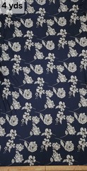 Navy Blue floral Printed spandex stretchable Fabric wrinkle Free 60” W Sold BTY