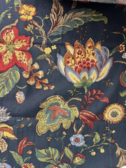 Jay Yang Design Floral Jacobean Upholstery Cotton Fabric 54″ X 162″ Navy Blue