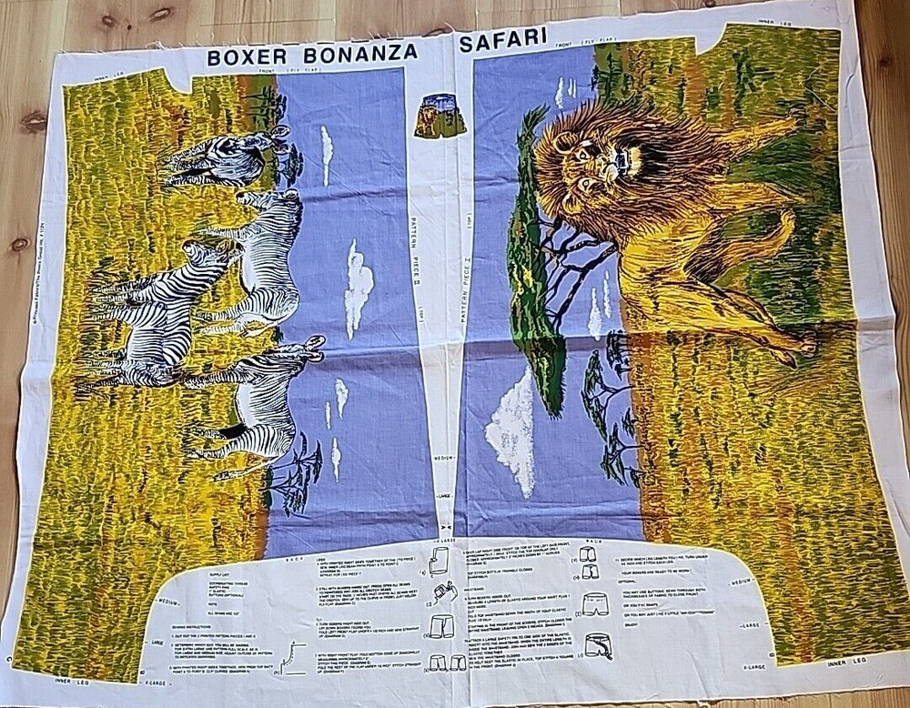 Princess Fabrics Boxer Bonanza Safari Fabric Panel,,Zebras, Lions