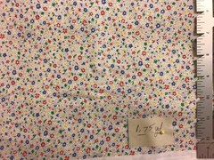 Tiny Red Blue Green Yellow Floral on White Cotton Fabric 1.75 yards