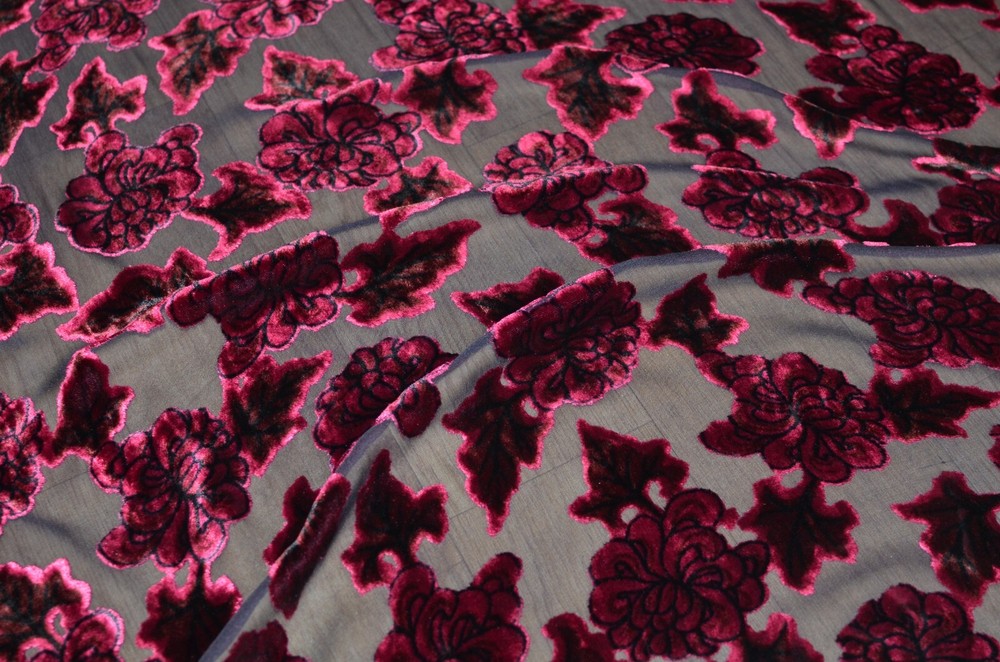 2.6 yd/ Vintage Silk velvet Devore fabric Luxury Silk Uzbek Oriental cloth