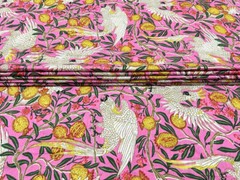 Print_805 Handmade Animal Bird Running Cotton Indian Fabric 2.5 Yard Hand-Block