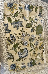 2pc Blue Floral Textured Upholstery Fabric 54”x36”Wide w/ONE Selvage+12”x29”