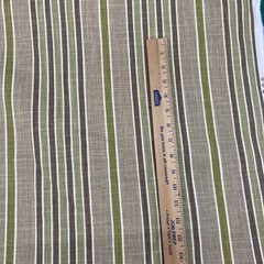 2010 Microfibres Linen Blend Green Brown Cream Stripe Upholstery Fabric BTY #13