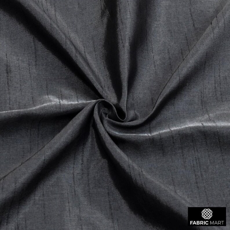 Charcoal Gray Faux Silk Fabric By The Yard, 42 inches width Gray Silk Fabric