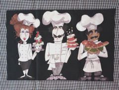 loralie chefs fun fabric 15 x 11 inches 3 chefs #1010