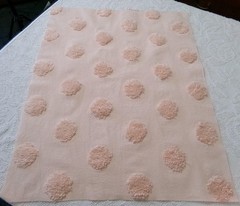 blush pink vtg style chenille bedspread fabric, big dots 18″ x 24″ quilt piece