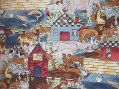 Noah’s Ark Hi-Fashion Cotton FABRICS SZ 22″X37″ VTG RARE NEW