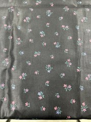 Vintage 1988 House N Home Fabrics Black And Floral Pattern 3 Yards 54” Wide B2