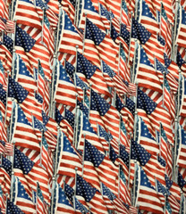 By 1/2 Yard American Flags Patriotic Waving Packed Springs 100% Cotton Fabric