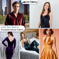 Ice Fabrics Stretch Crushed Velvet Fabric by the Yard, 250 GSM, Orange, 1 Yard